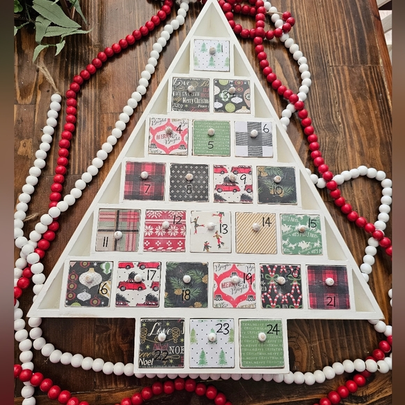 Hand Painted White Advent Tree - Picture 4 of 8